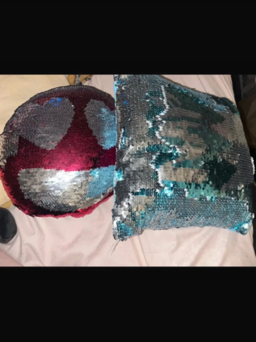Reversible Sequin Emoji Pillow + Mermaid Sequin Throw Pillow Set Y2K Room Decor